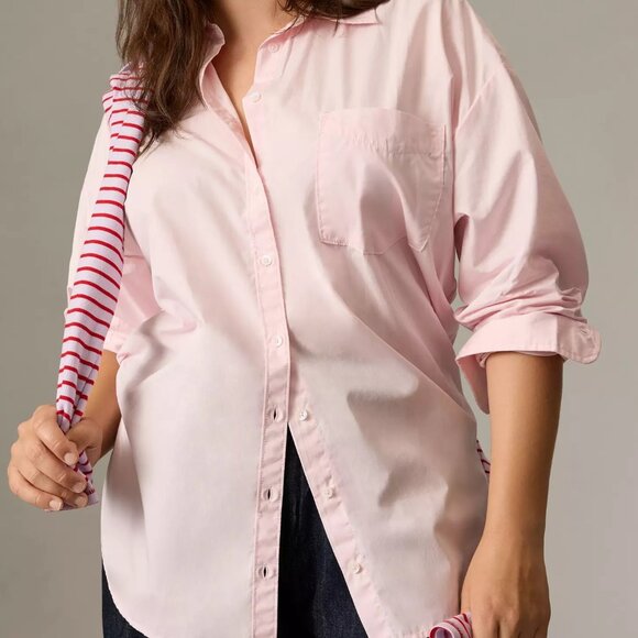 NWT Anthropologie Maeve Bennett Button Down Shirt Light Pink - Picture 2 of 4